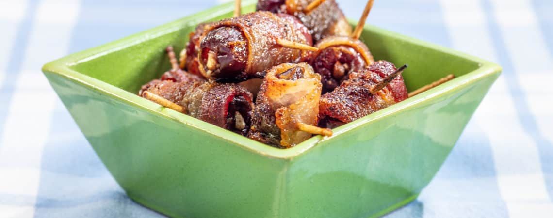 RECIPE: Candied Pecan Stuffed Bacon Wrapped Dates (GF)
