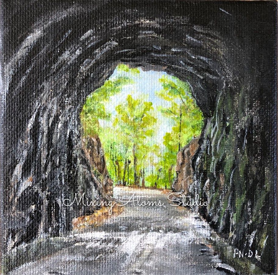 painting of the inside of the blue ridge tunnel looking out
