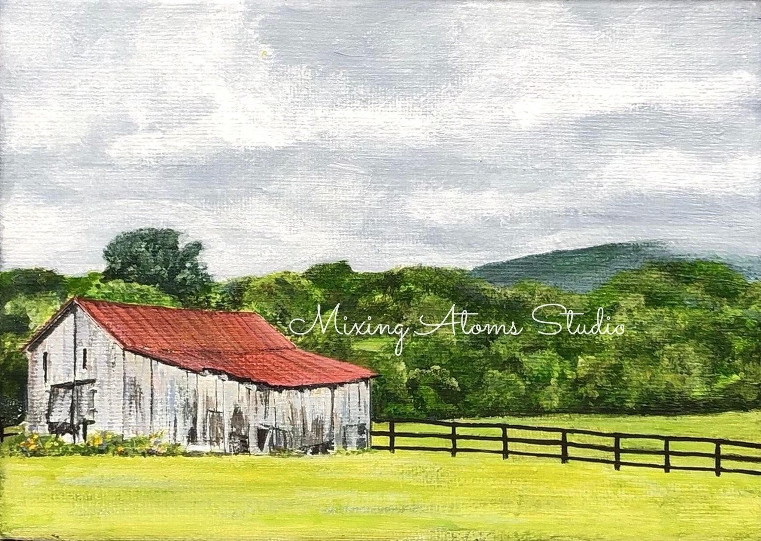 red roofed barn