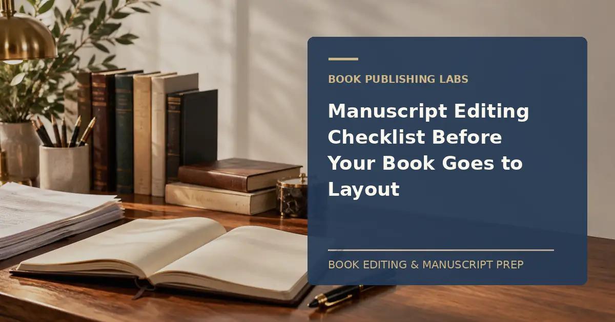 Book Publishing Labs guide to manuscript editing checklist: writer desk and manuscript