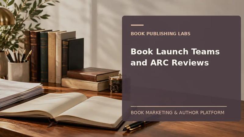 Book Publishing Labs guide to book launch team arc reviews: writer desk and manuscript