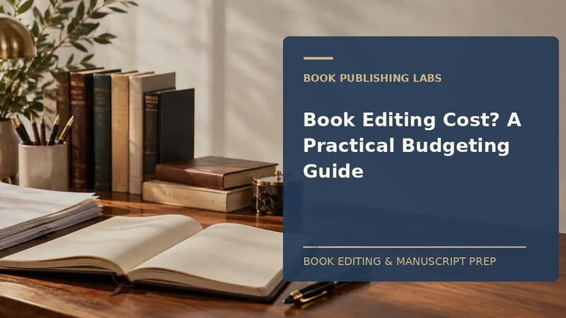 Book Publishing Labs guide to how much does book editing cost: writer desk and manuscript