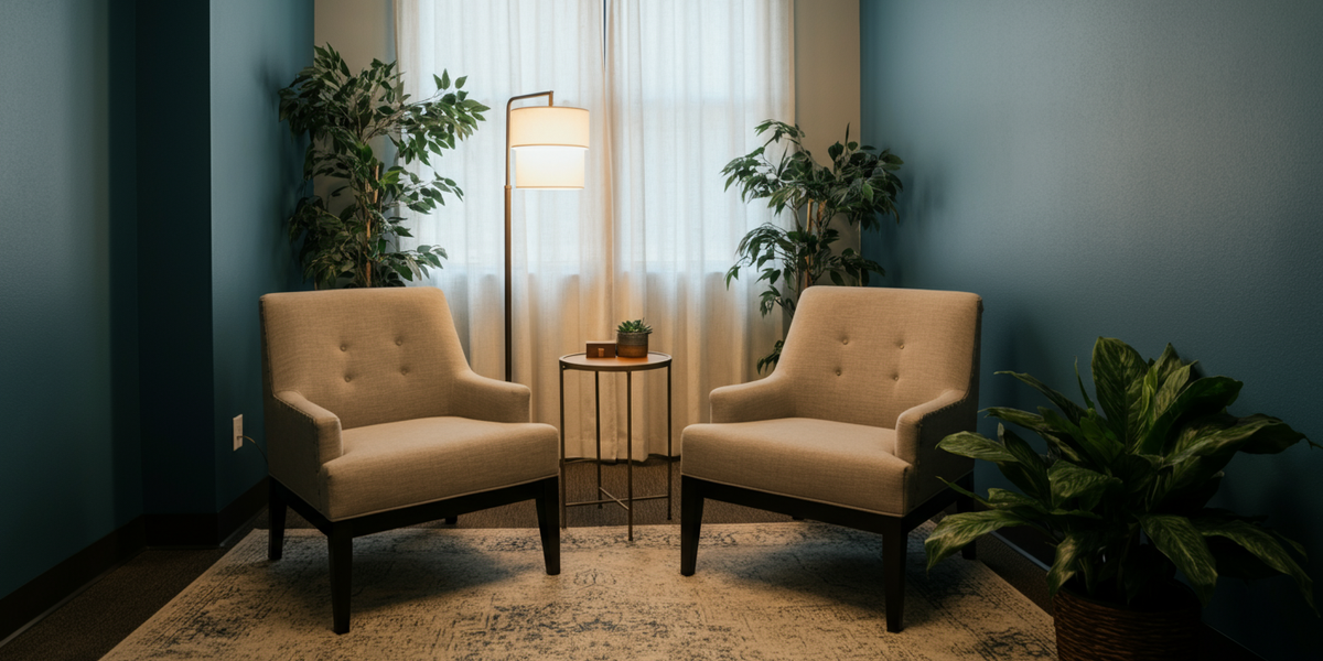 Psychosexual counselling consultation room at a London men's health clinic