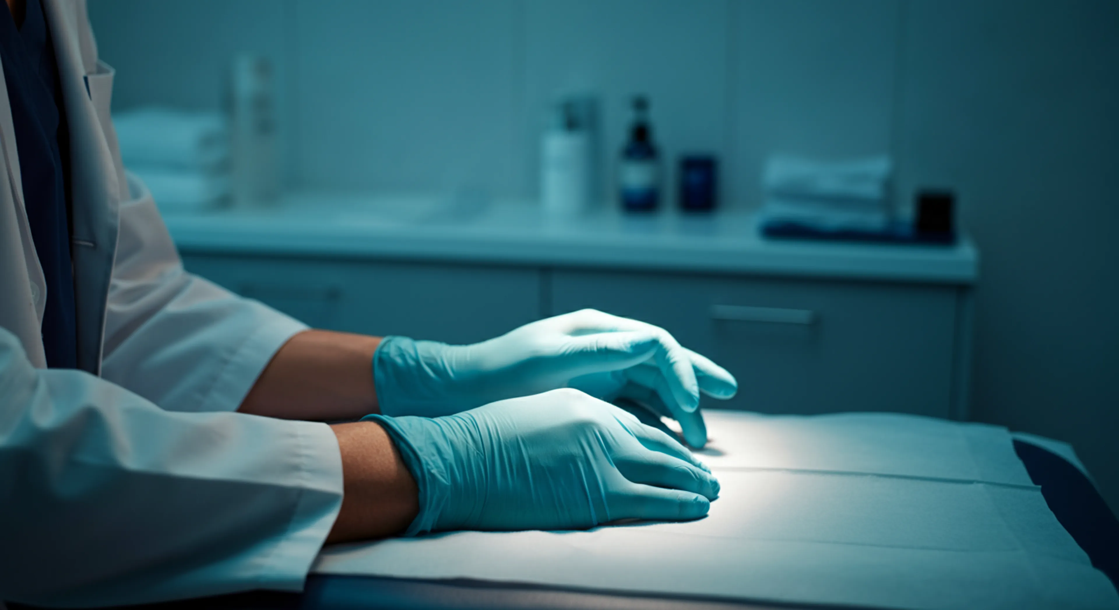 Consultant urologist examining a patient for balanitis at a London clinic