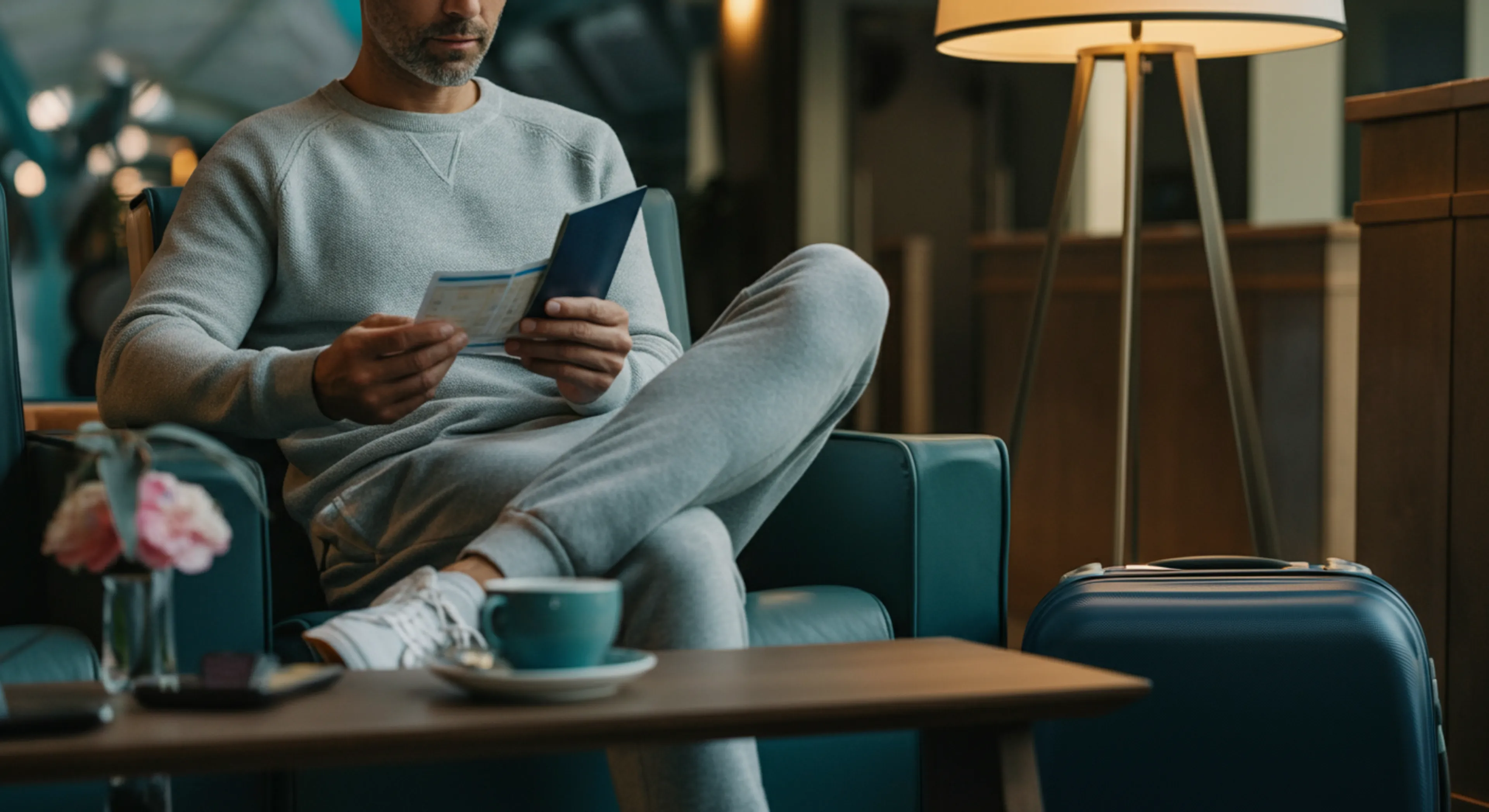 Patient reviewing travel plans during post-surgical recovery after urological surgery in London