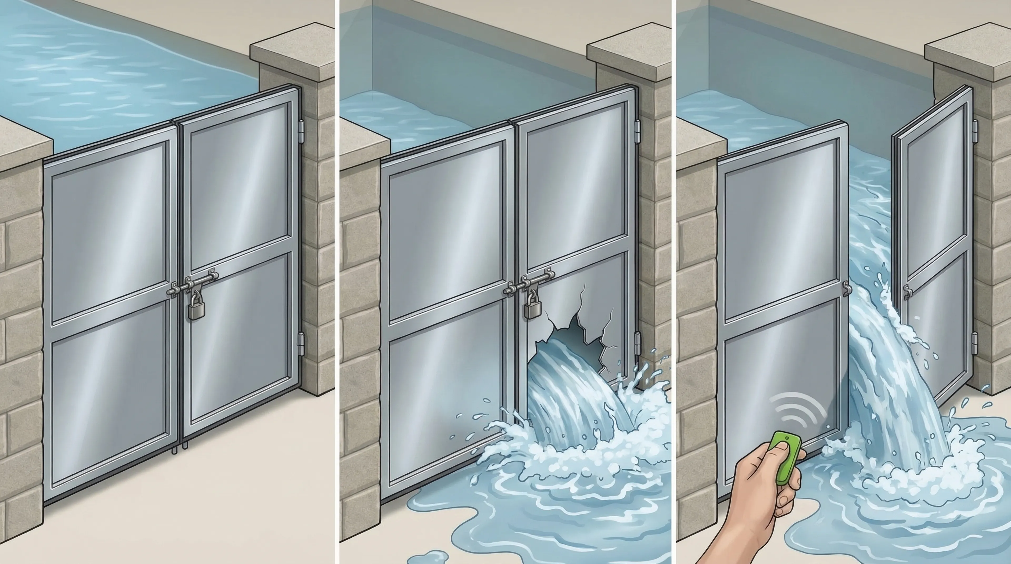 An infographic comparing two causes of erection loss. The left panel shows a 'Structural Venous Leak' where physical gaps in the venous gates allow blood to escape. The right panel shows an 'Adrenaline Override' where a remote control labelled 'Adrenaline' forces otherwise healthy gates to stay open, allowing blood to drain due to a stress response.