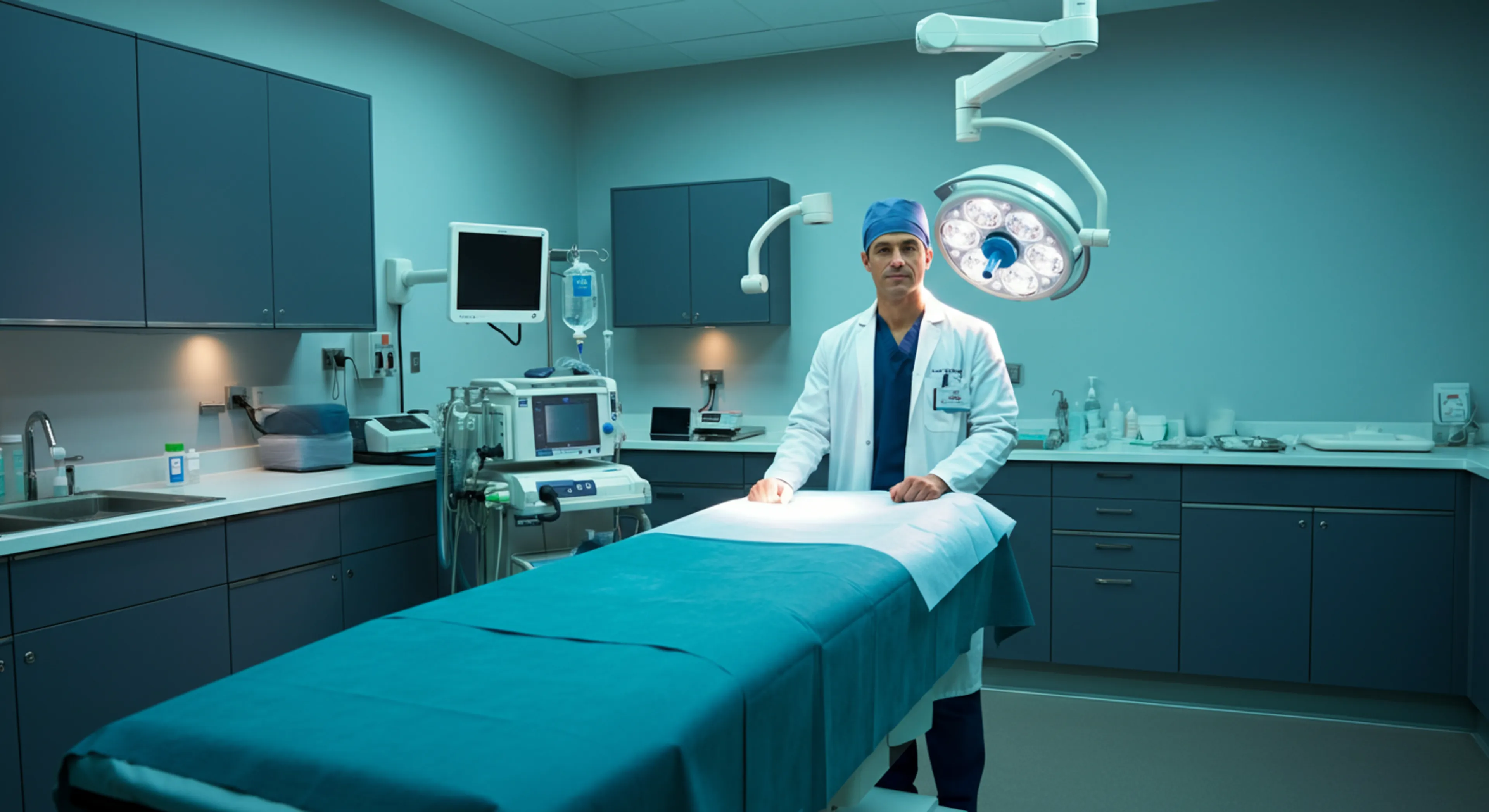 Consultant urologist preparing for a no-scalpel vasectomy procedure at a London clinic