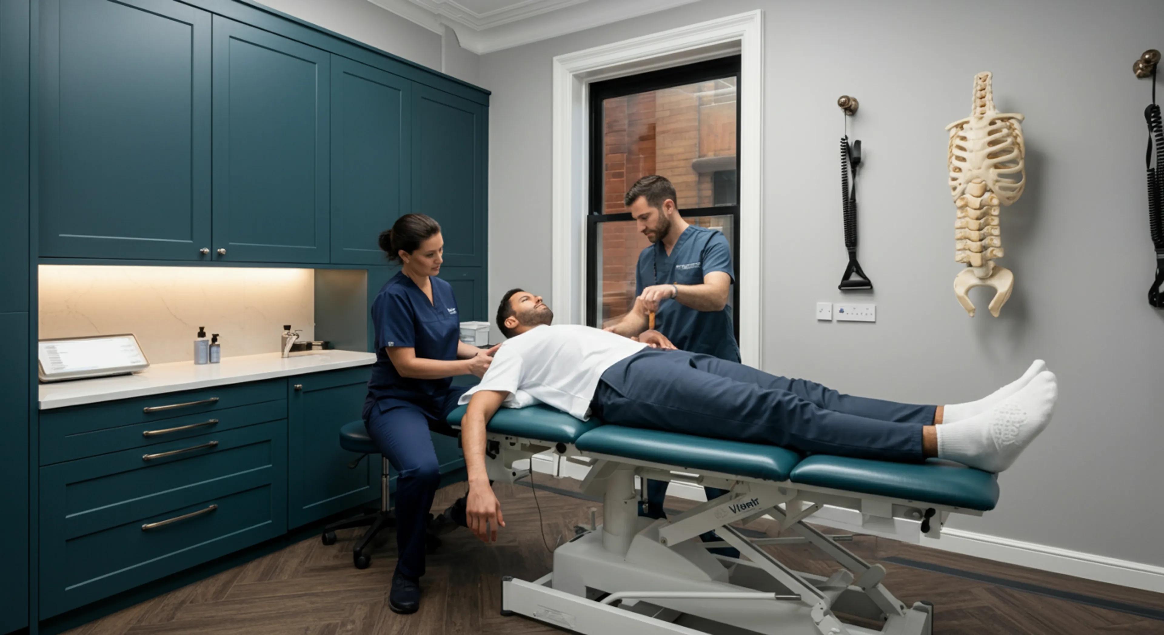 Specialist pelvic floor physiotherapy session at a London men's health clinic