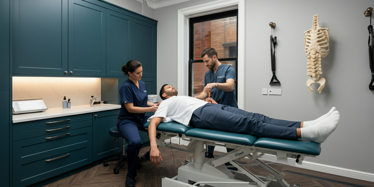 Specialist pelvic floor physiotherapy session at a London men's health clinic