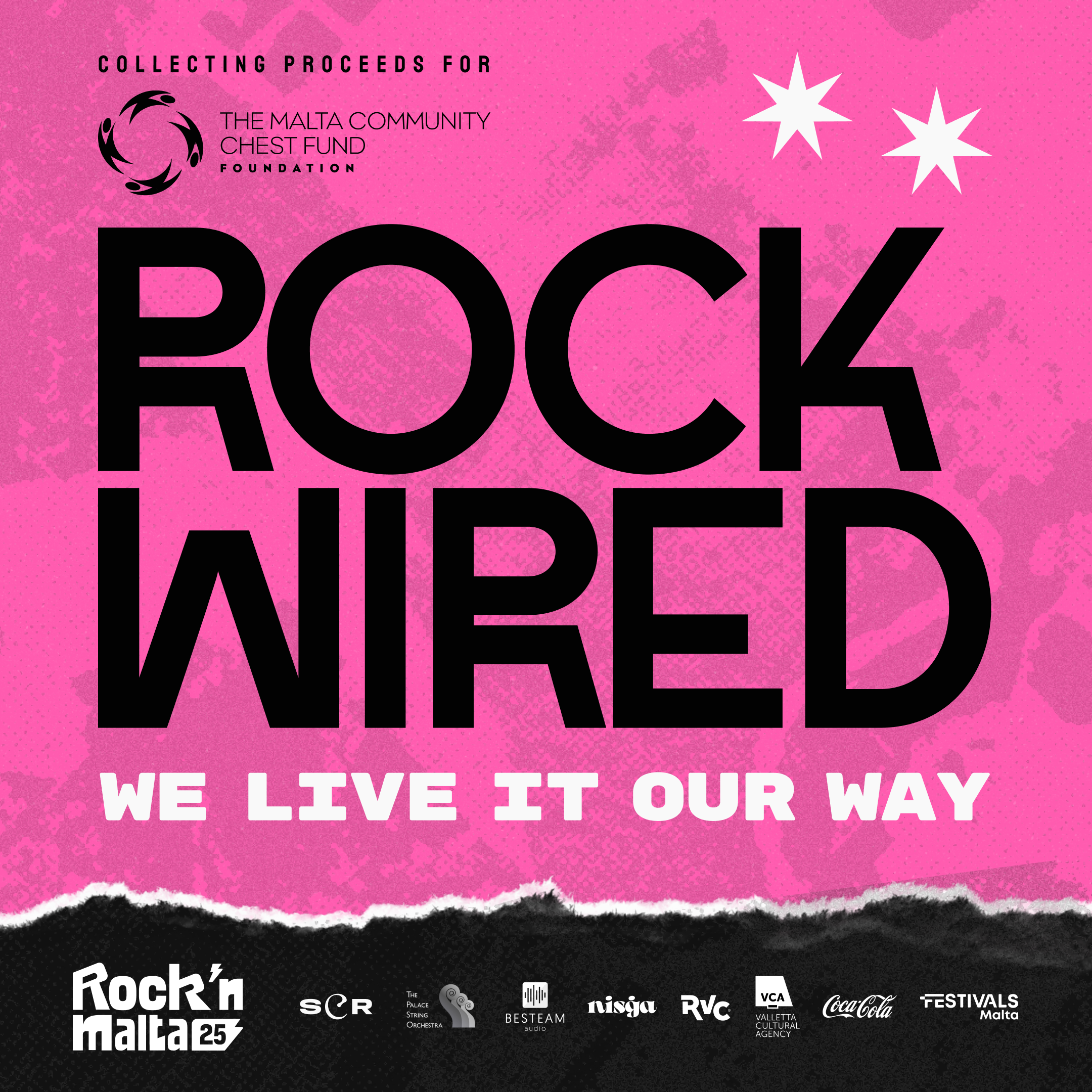 pink poster with bold wording