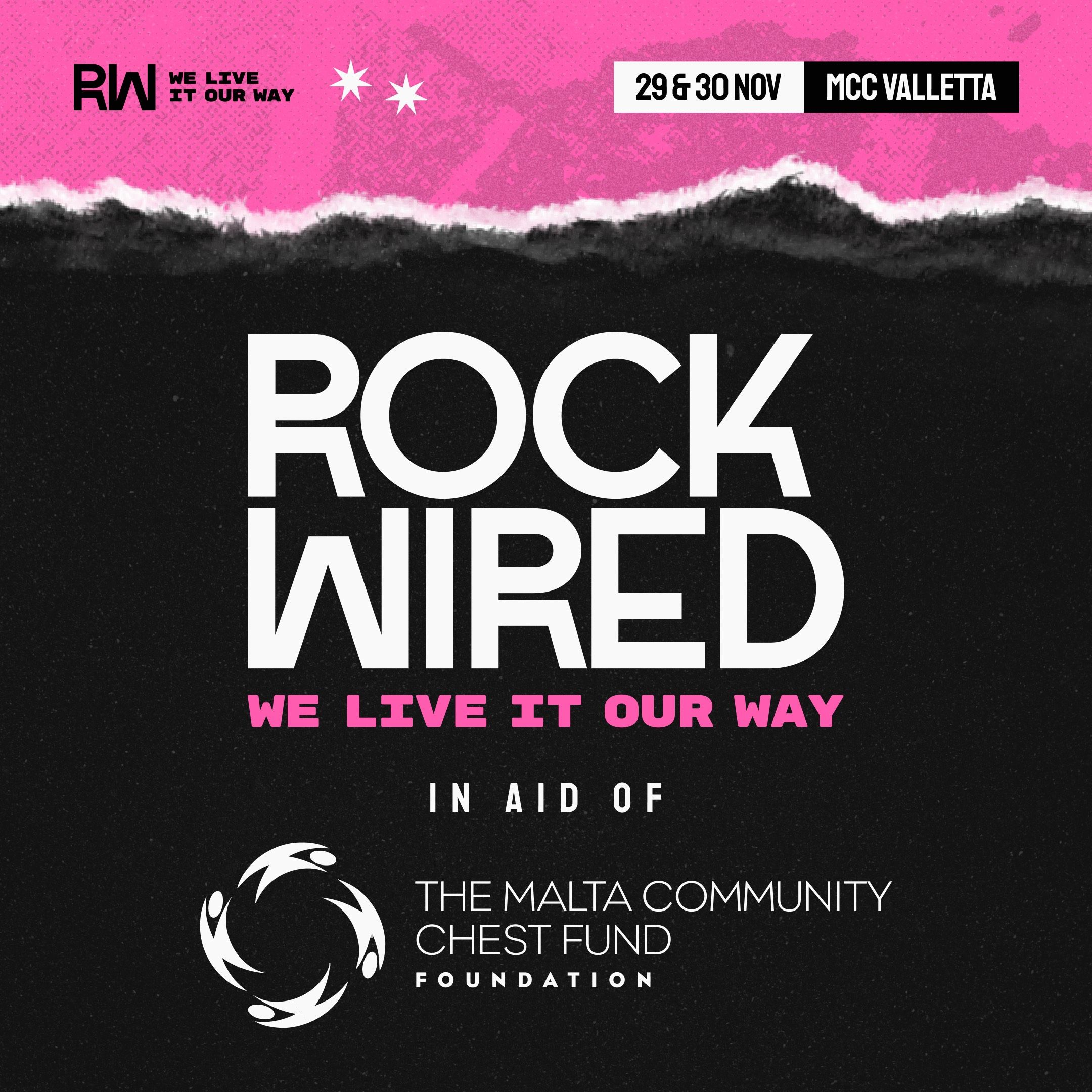 pink poster with bold wording