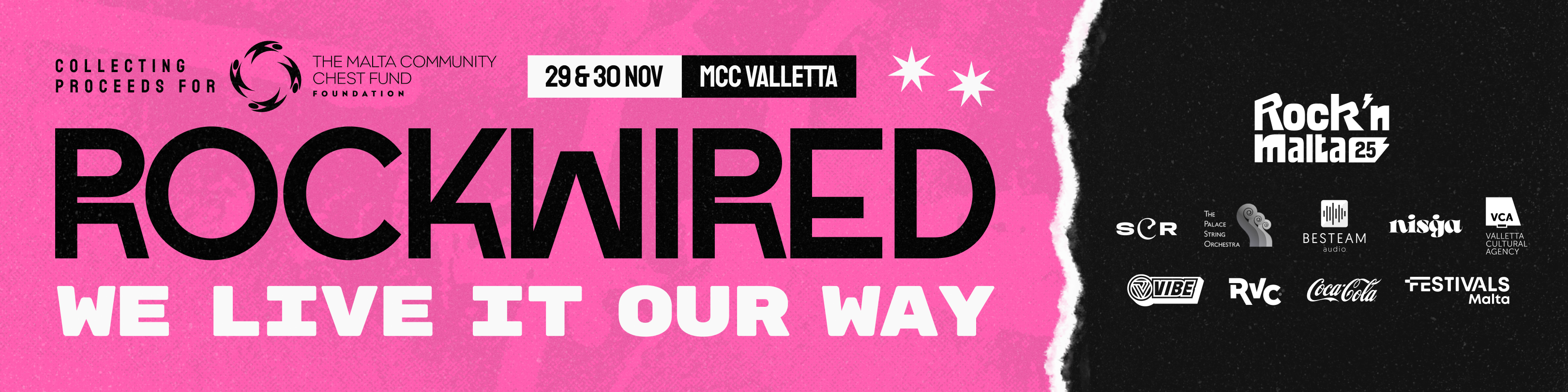 pink poster with bold wording