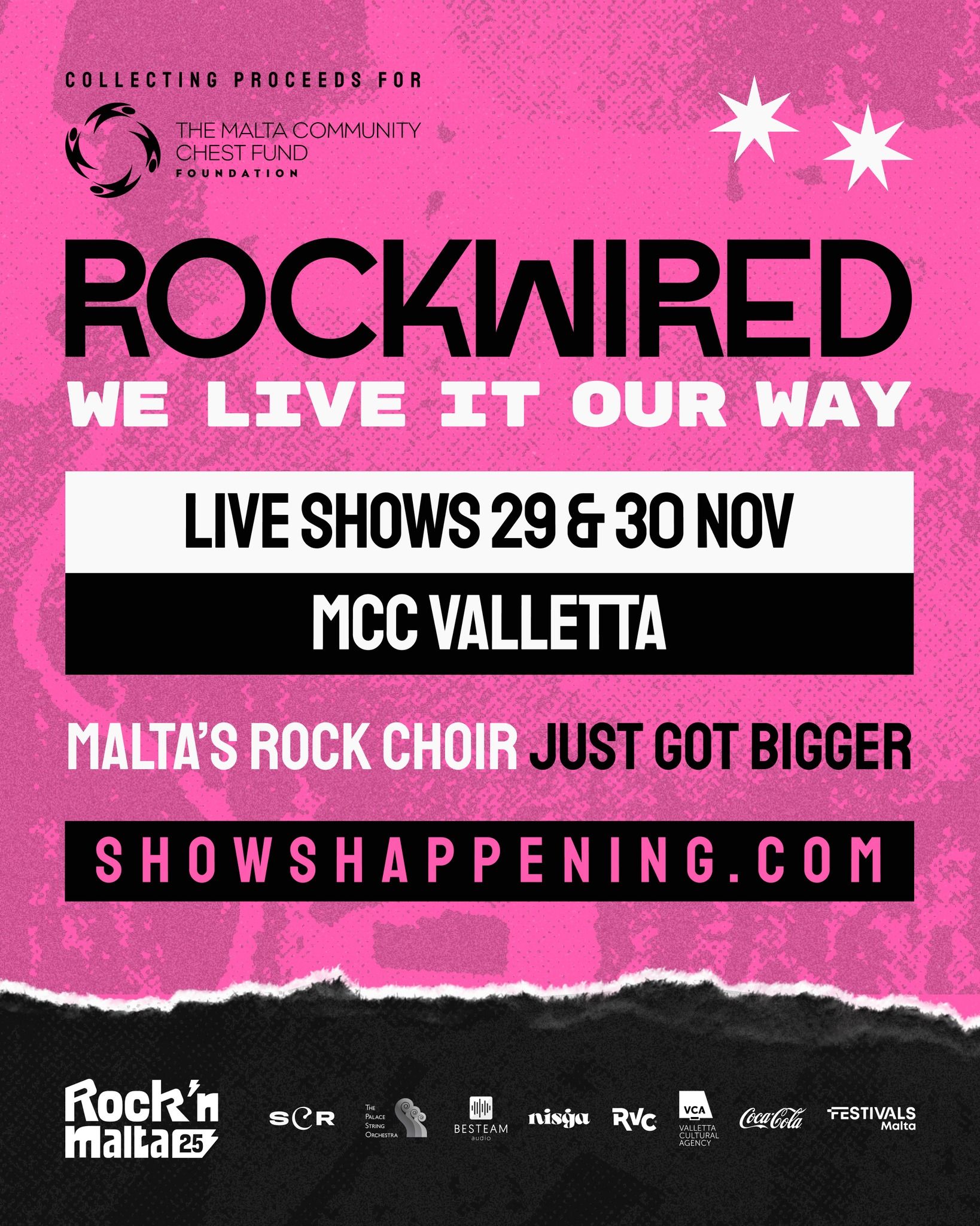 pink poster with bold wording