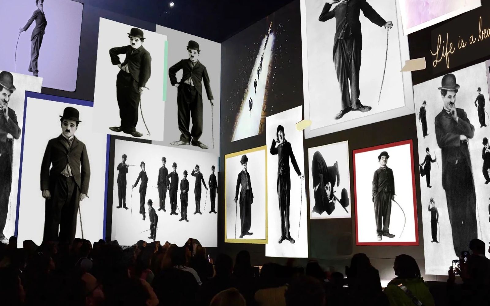 Immersive room: portraits of Charlie Chaplin projected on the walls