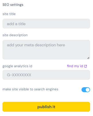 SEO settings and Google Analytics
