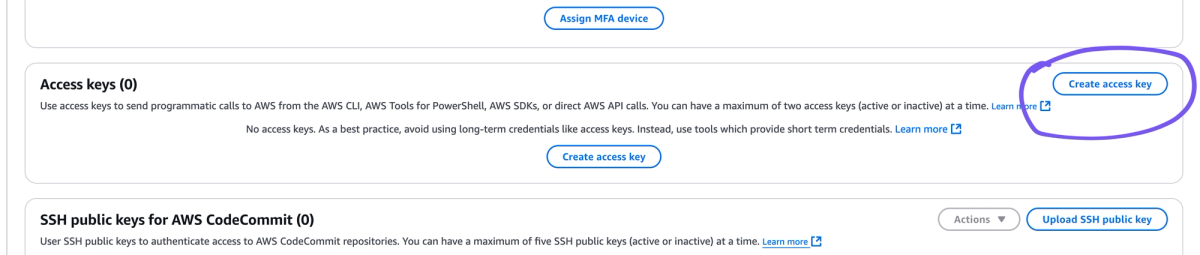 Create access key