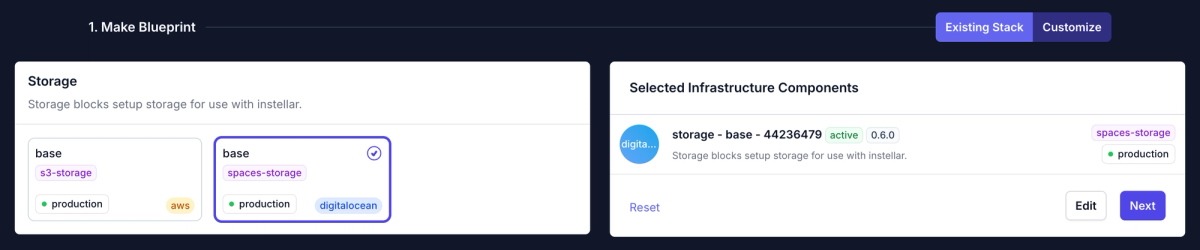 Configuring space storage