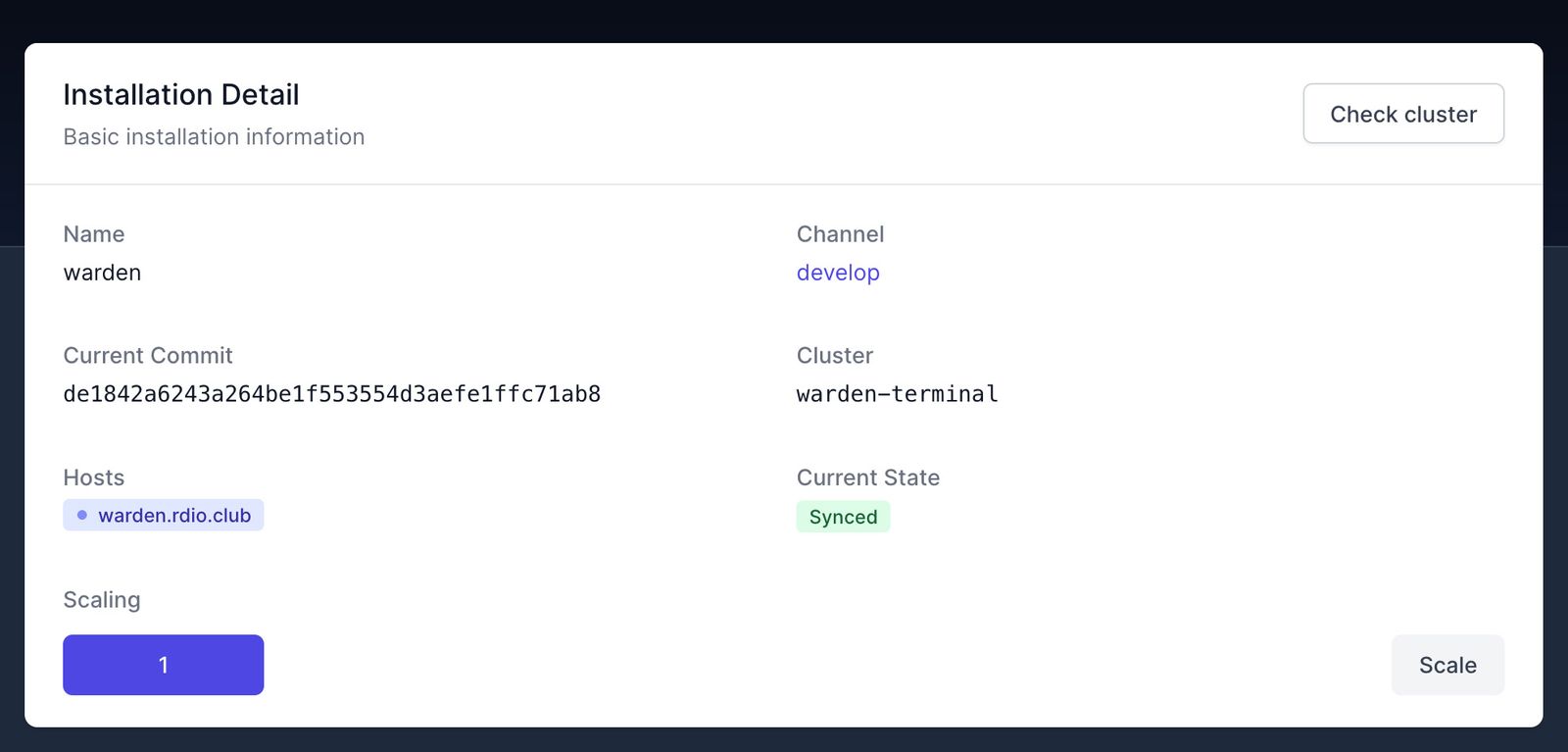 Installation cluster health check