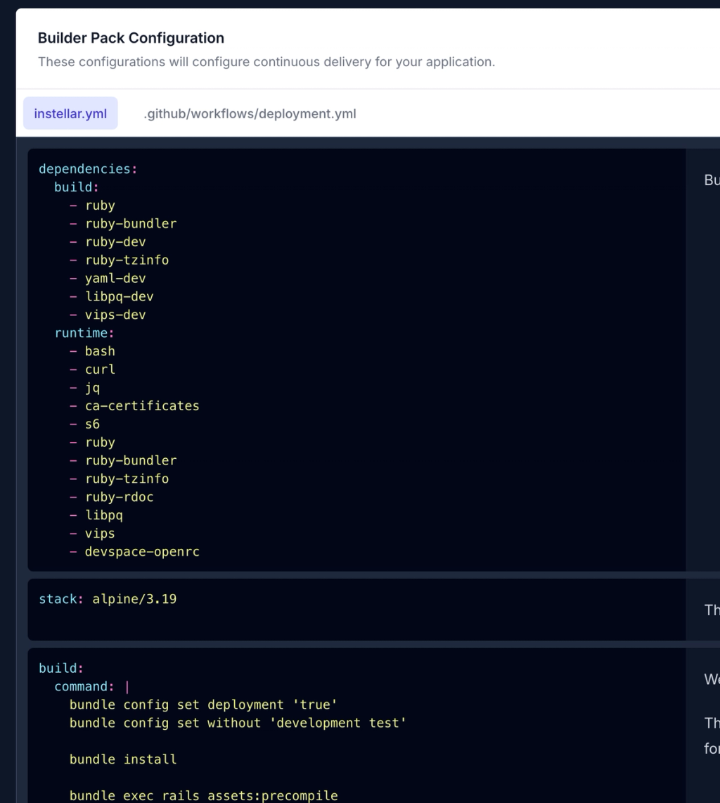 Update stack in instellar.yml