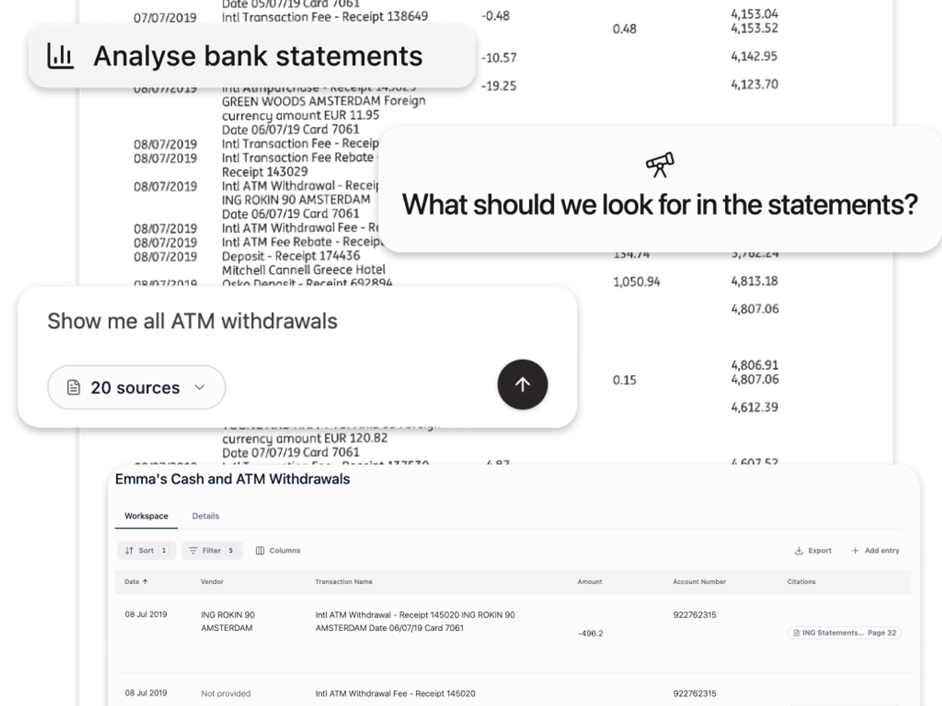 Analyse bank statements with Mary.