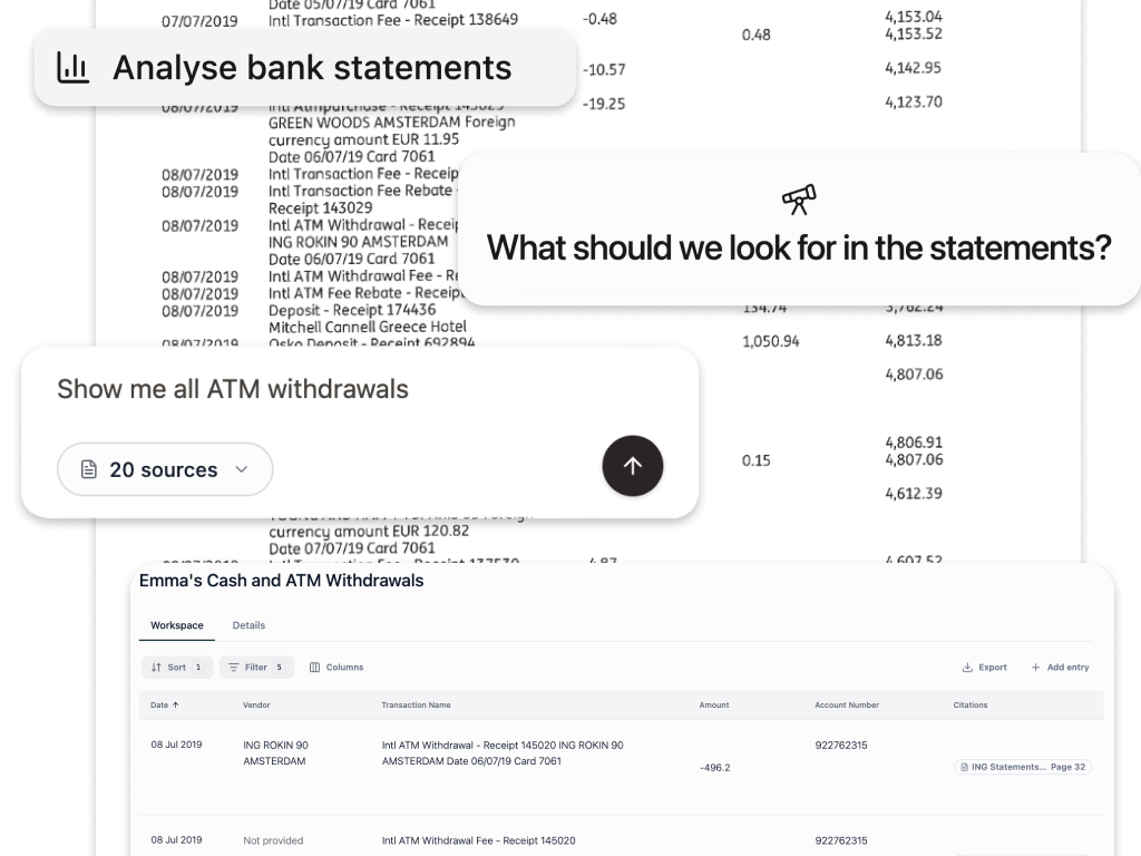 Analyse bank statements with Mary.