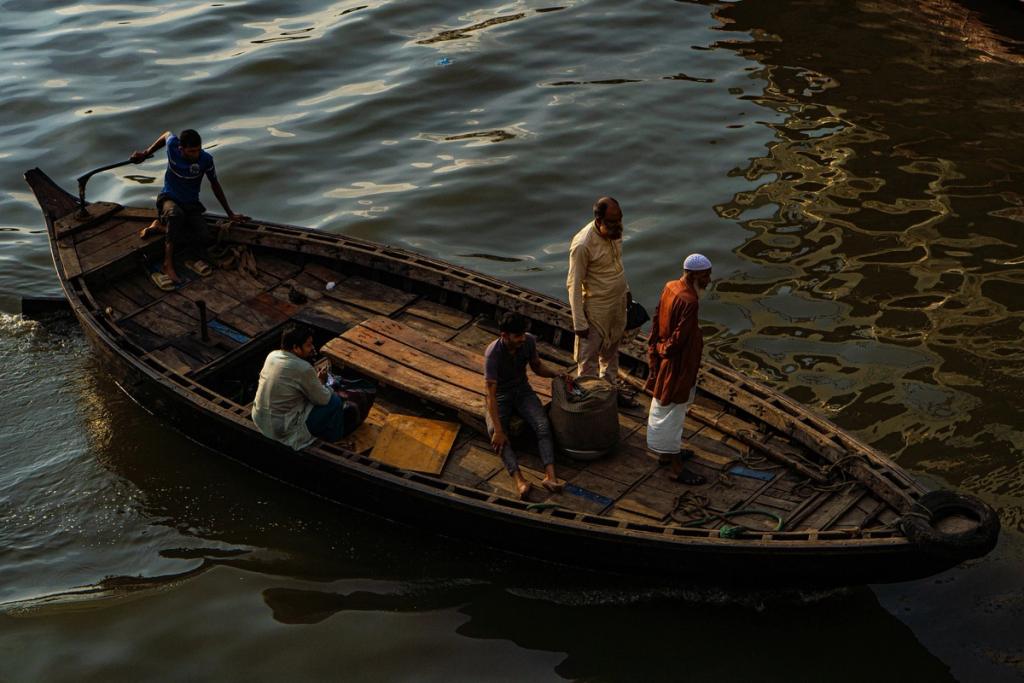 men on a boat in bangladesh