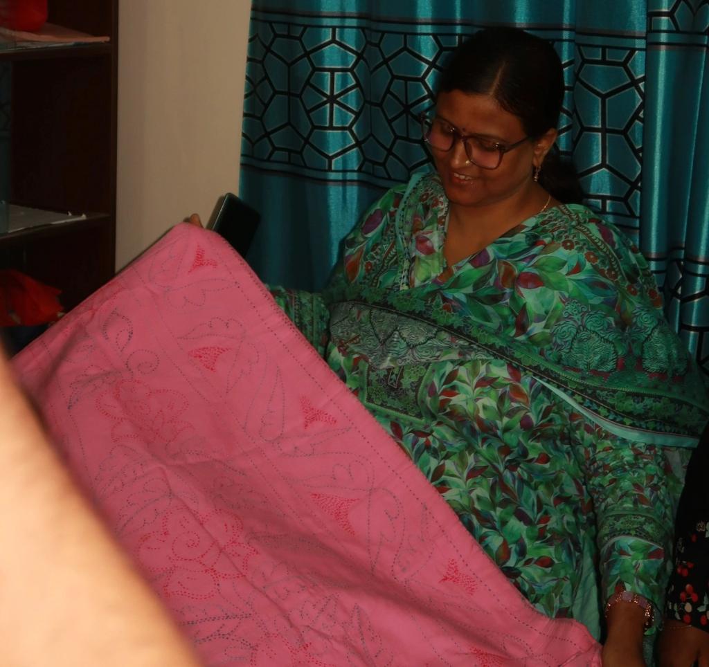woman holding cloth