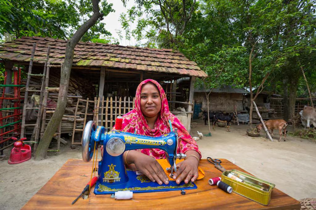 Women with sewing machine
