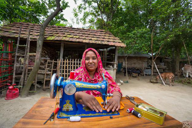 Women with sewing machine