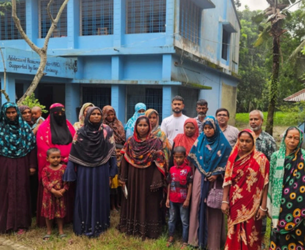 Women outside school