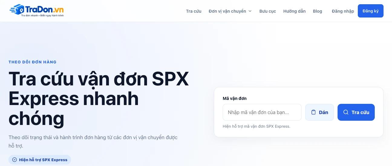 Ô tra cứu vận đơn SPX Express trên Tra Đơn