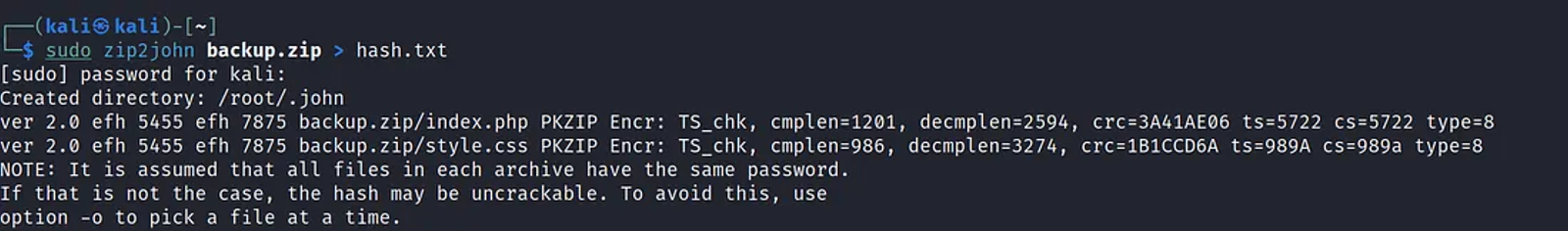 zip2john utility gives you the ability to extract necessary information from the zip file and convert it into a hash, which John the Ripper can deal with.
