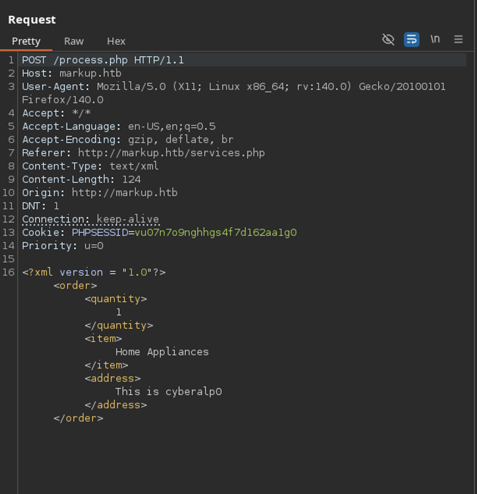 This is the actual request based on what you have written in the input at the services page.
