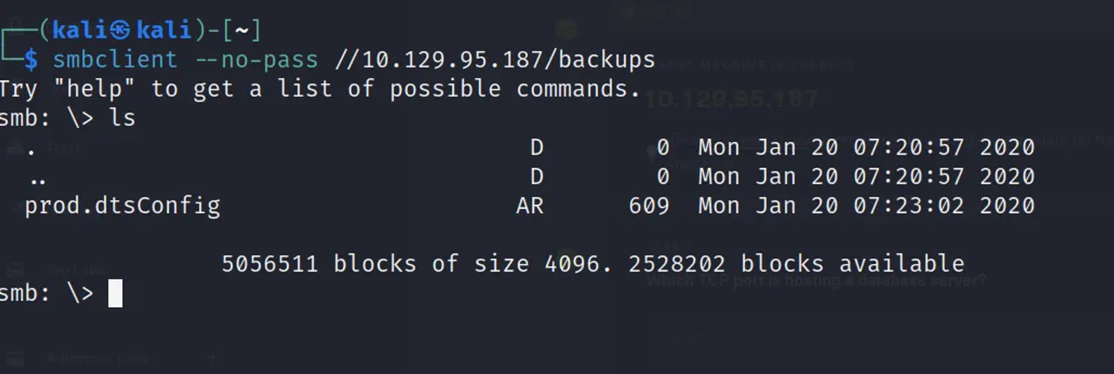 Connecting to the backups shares by exploiting the SMB