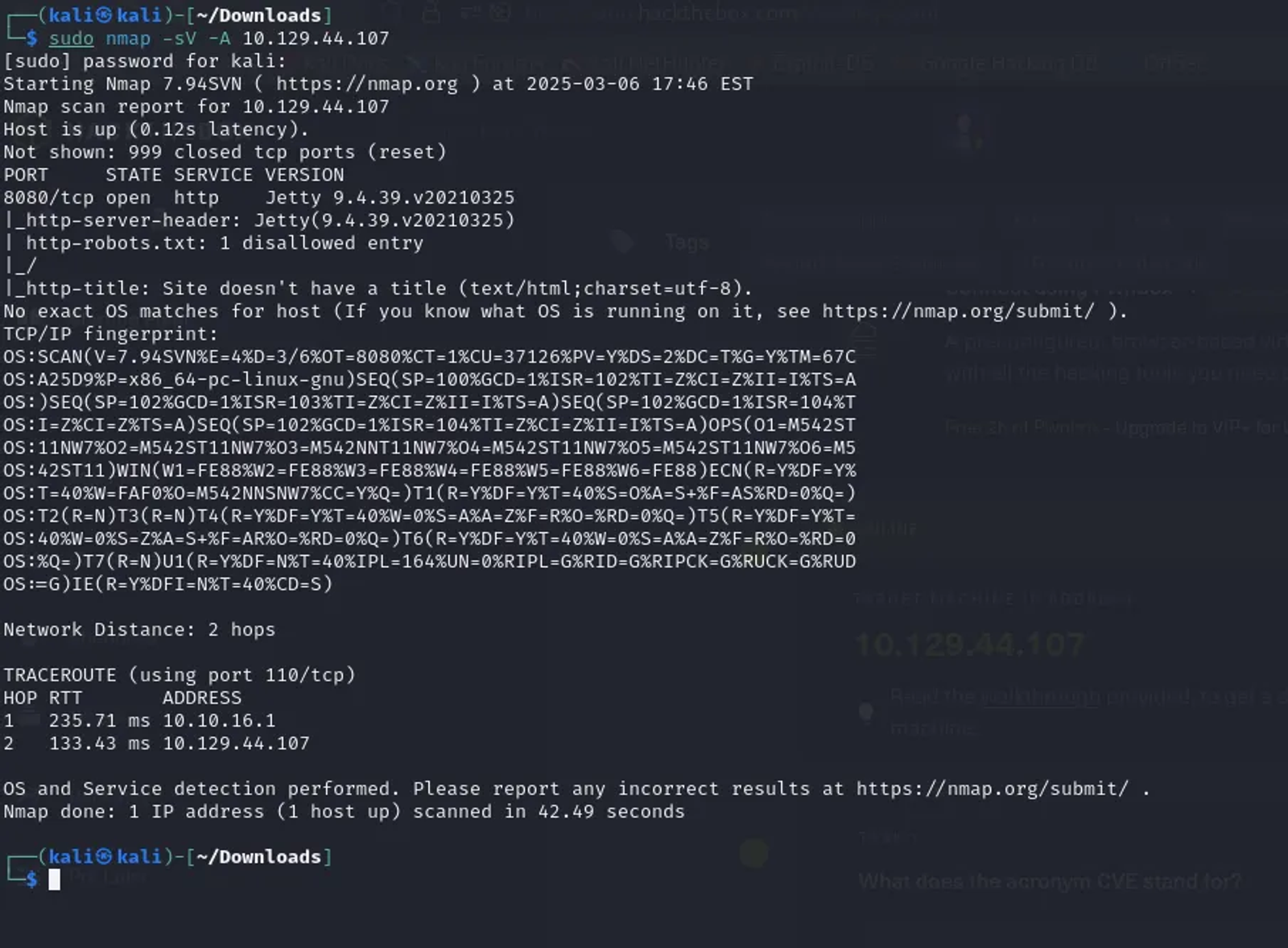 Running a network scan over the target to identify the services and their versions.