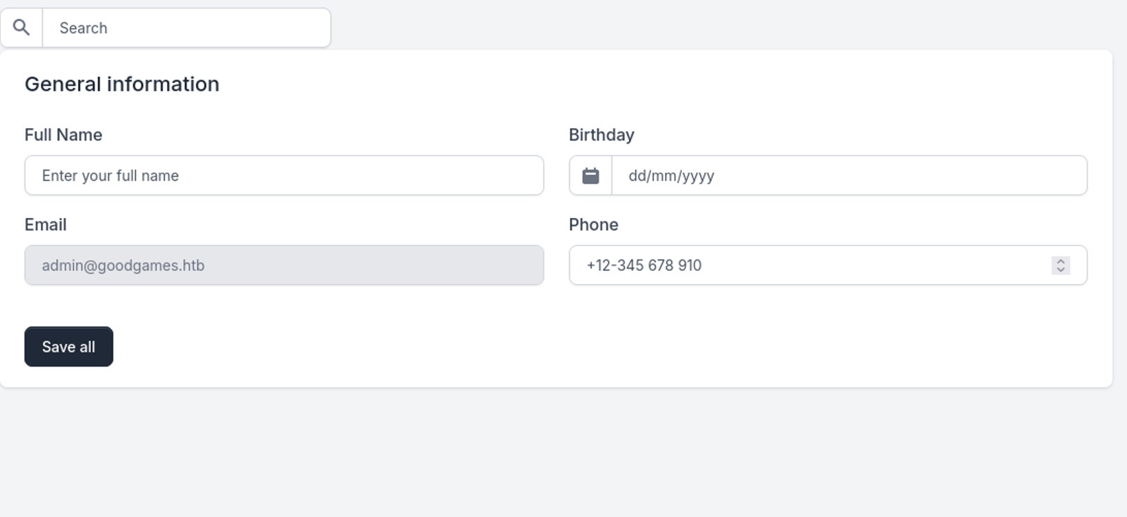 The settings page of the admin
