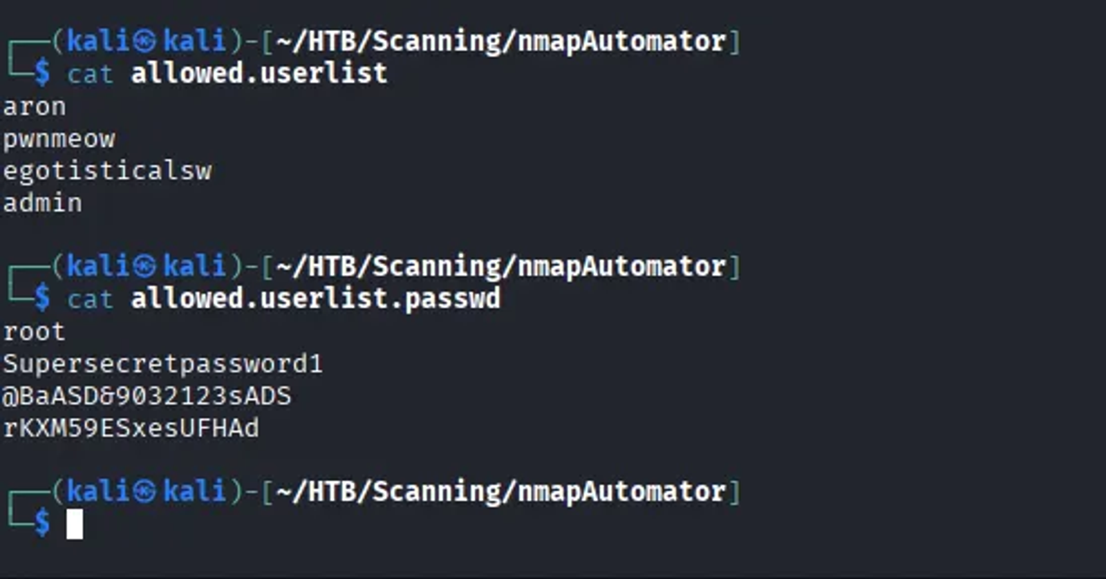 Discovering the content of the allowed user lists along with their passwords.