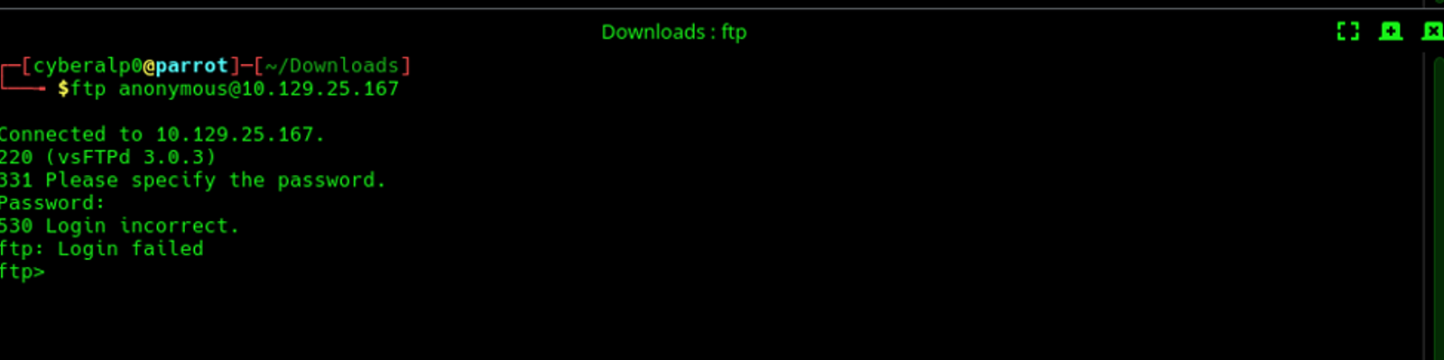 Trying to authenticate with the target IP using the ftp service using anonymous authentication.