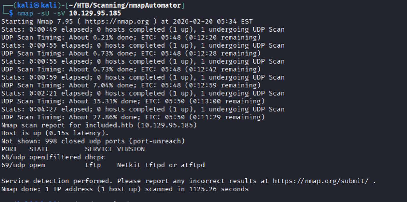 Finding the services that are running over UDP.