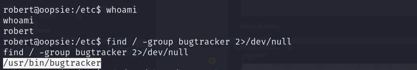 finding all the scripts granted for the bugtracker group with neglecting all the error messages.
