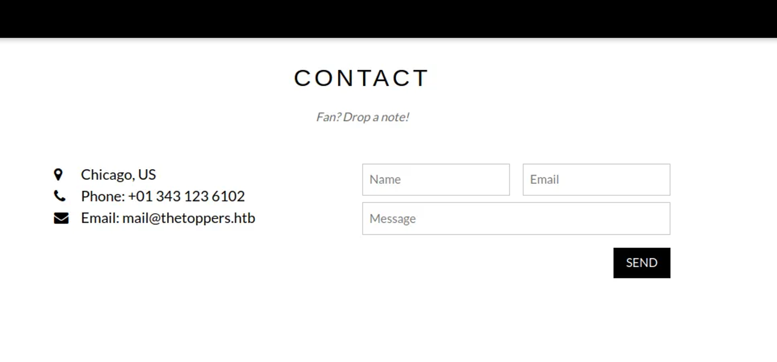 The Contact Page of the target.