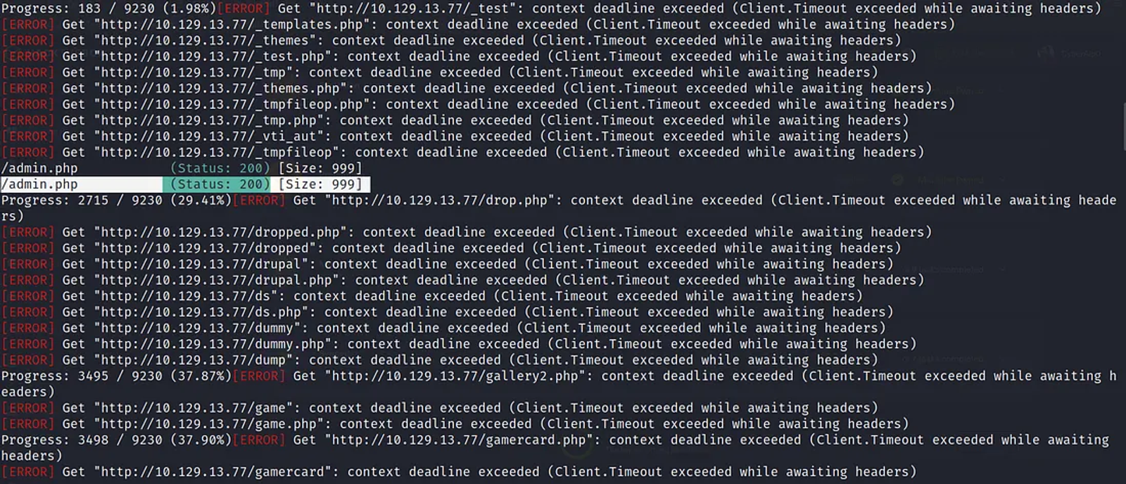 Succeeded to fetch an admin.php web page. we can use it to gain access to the target’s admin page.