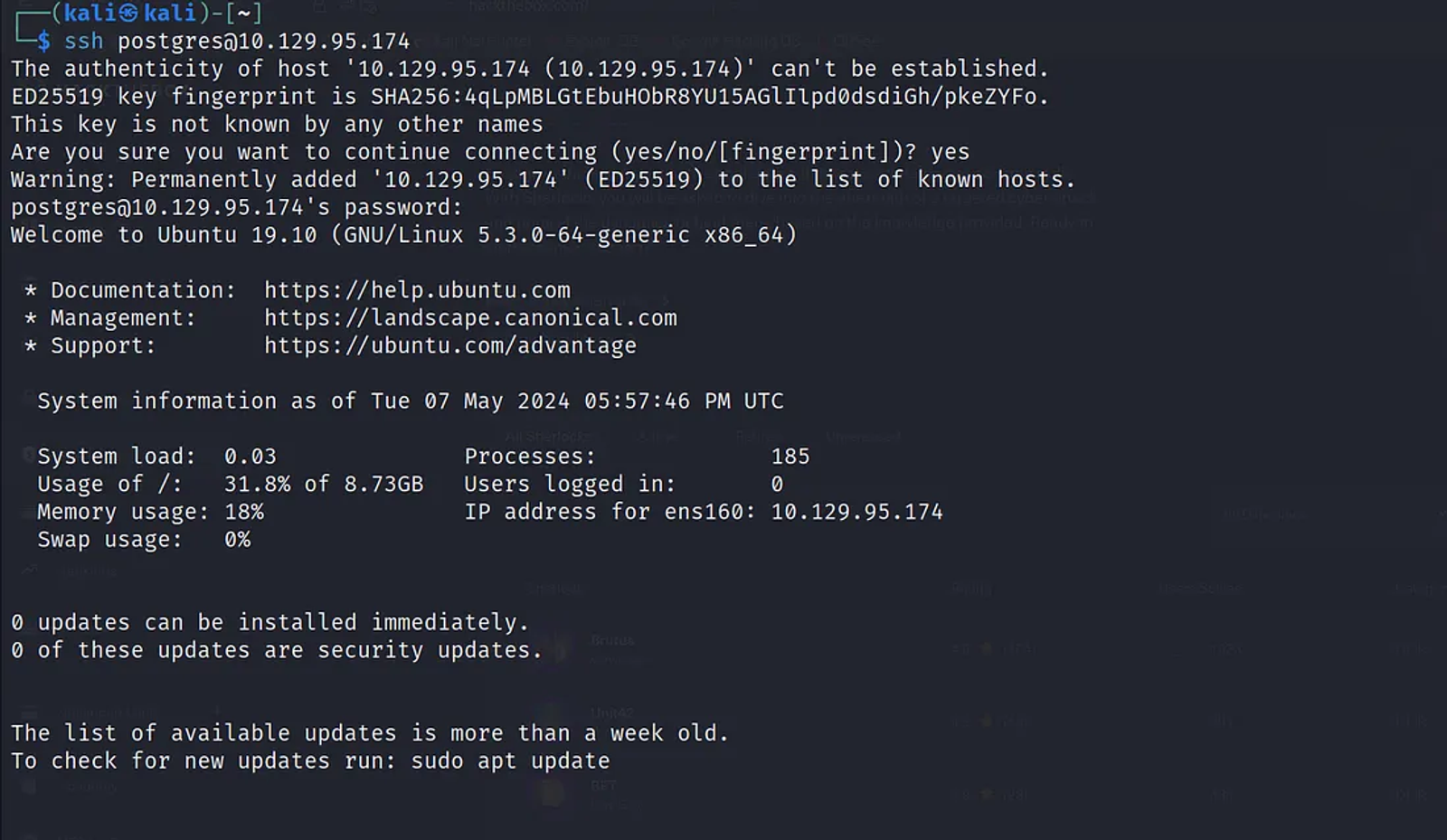 Connecting as postgres user via SSH Connection