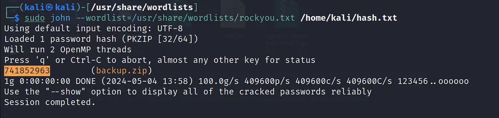 The Password of the file.