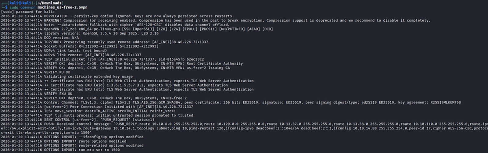 Connecting to the Machines OpenVPN to Spawn the machine "Expressway".