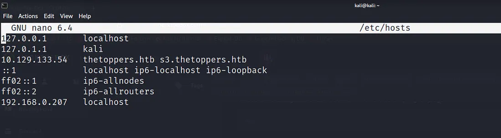 Adding the s3.thetoppers.htb to the /etc/hosts to be resolve the IP address into the domain and subdomain of of the machine.