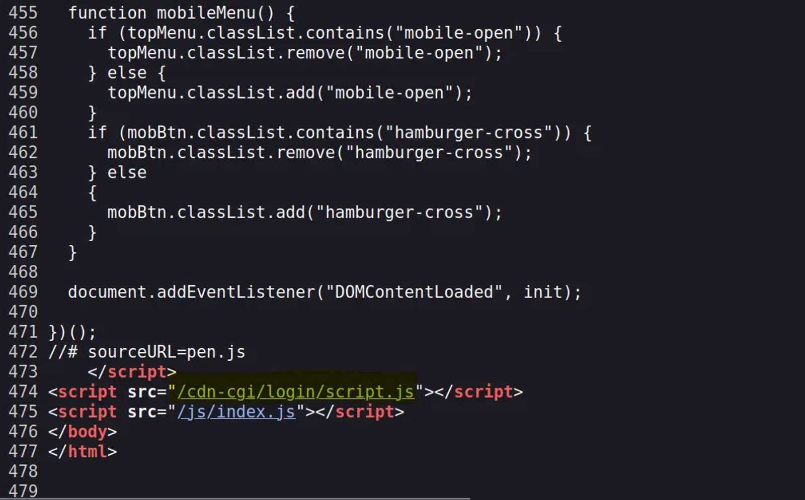 The Path that redirects us to the login page of the web application.