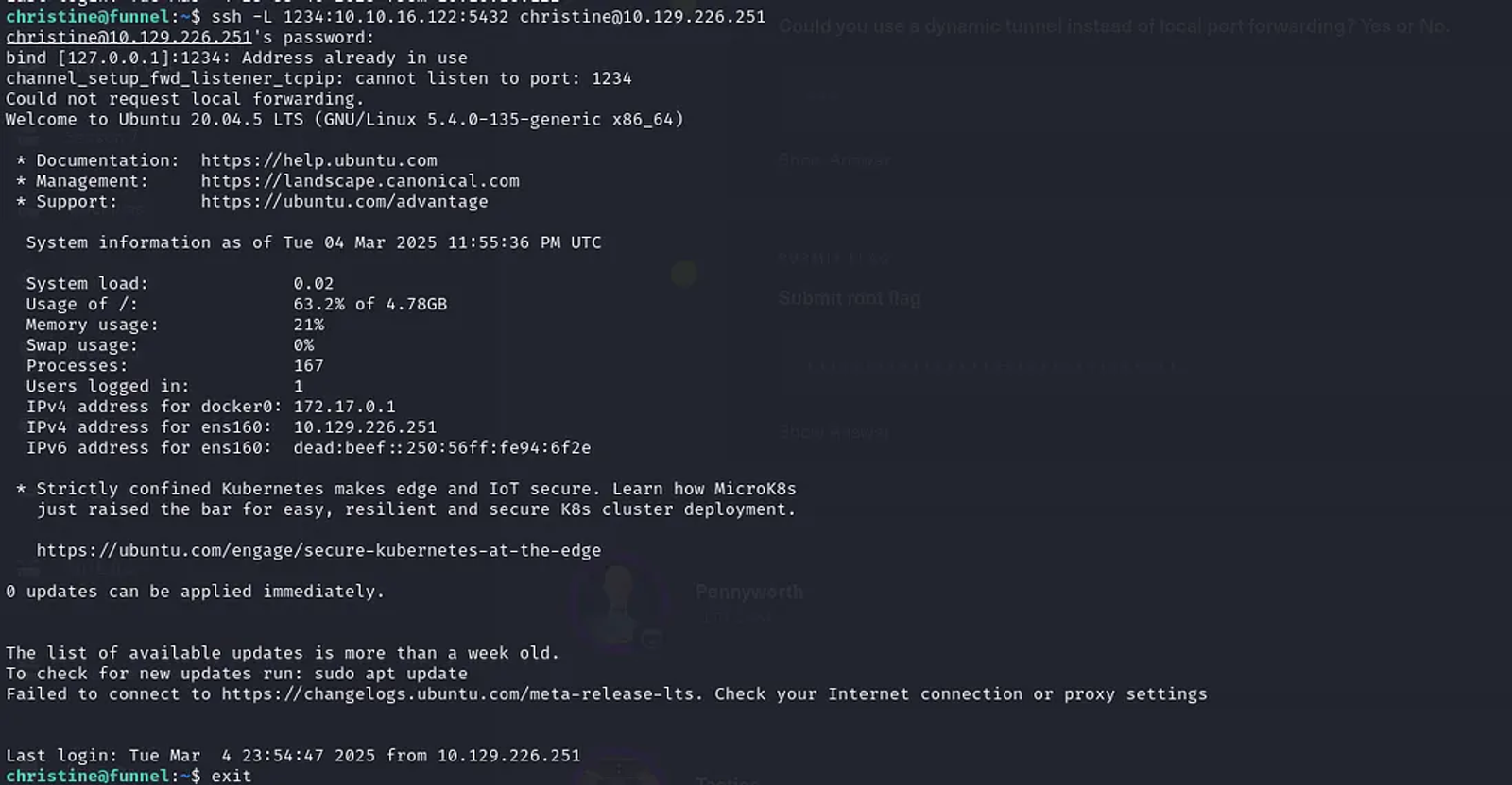 The connection is established between the local and the remote host.